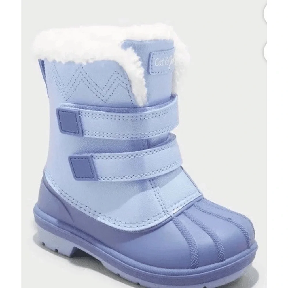 Cat & Jack Toddler Toddler Girl's Size 9 Blue Winter Boots Faux Shearling